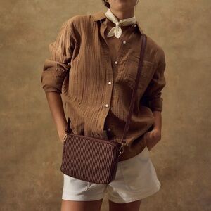 Quince Italian Leather & Raffia Crossbody